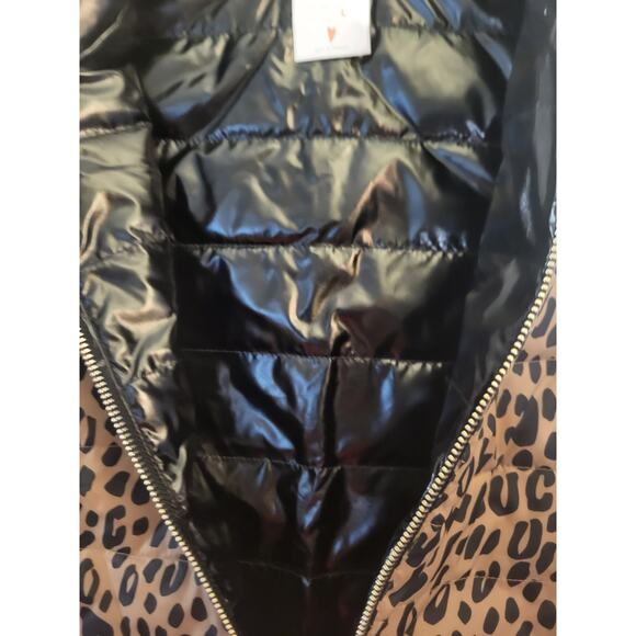 Crewcuts Girls Leopard Black Reversible Puffer Vest L - Picture 3 of 4
